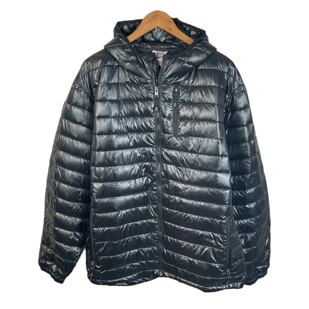 B14 Men’s Avalanche Outdoor Modern Black Full Zip Hoodie Puffer Jacket XL